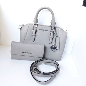 Michael Kors Ciara Leather Satchel and Jet Set Travel Wallet